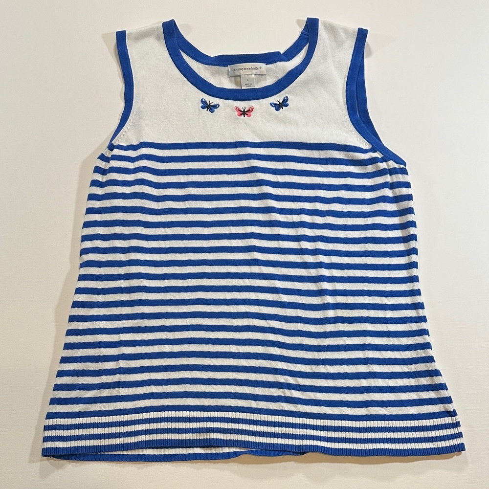 Christopher & Banks Blue & White Striped Knit Tank Top Women’s Large